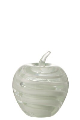 Paperweight Apple Glass White Large