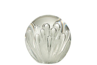 Paperweight Bubbles Glass White Large