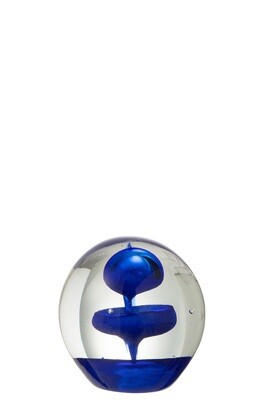 Paperweight Bubble Glass Blue Small