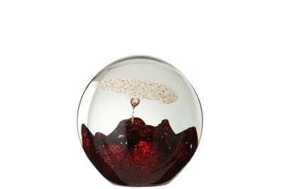 Paperweight Bubble Glass Red/Gold Large