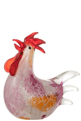 Paperweight Chicken Spots Glass White/Pink/Yellow