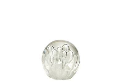 Paperweight Bubbles Glass White Small