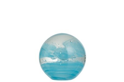 Paperweight Cyclone Glass Blue Large