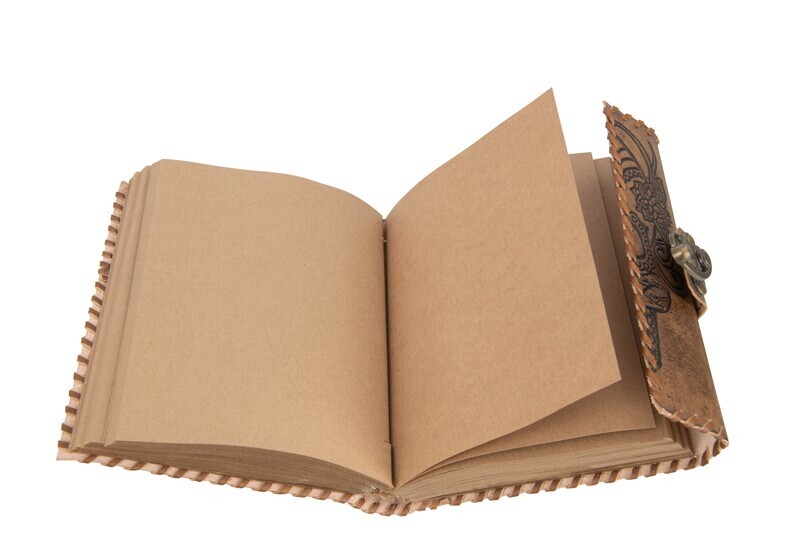 Book Engraved Leather/Paper Brown Assortment Of 2