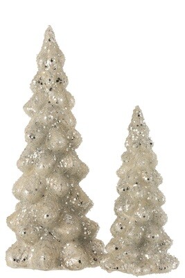 Christmas Tree Deco Sugar Glass Shiny Light Grey/Silver Large