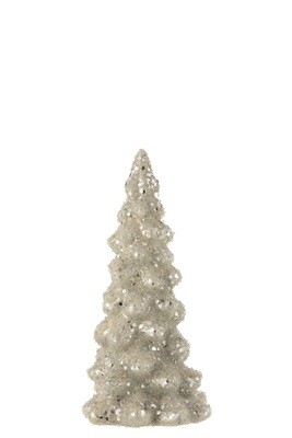 Christmas Tree Deco Sugar Glass Shiny Light Grey/Silver Small