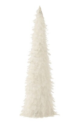 Cone Deco+Glitters Feathers White