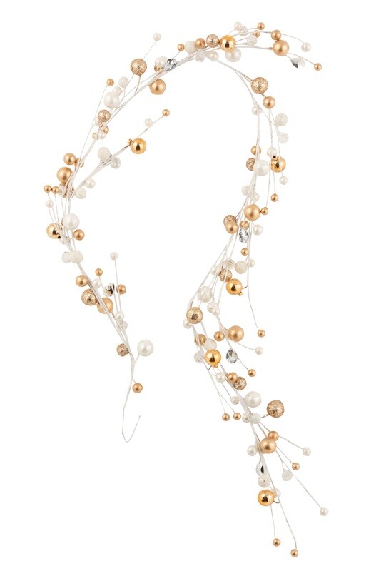 Garland Mini Christmas Baubles Ecru/Gold