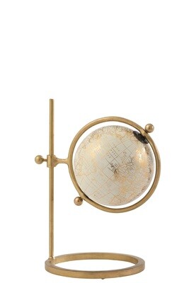 Globe Ring Adjustable Iron/Plastic Gold/White Small