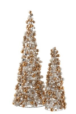 Cone Mini Christmas Baubles Ecru/Gold Large