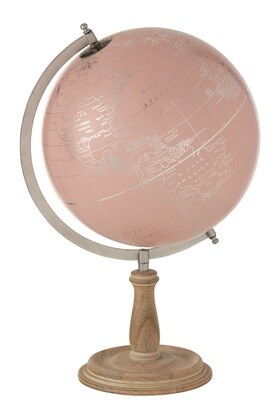 Globe On Foot Wood Light Pink/Gold Medium