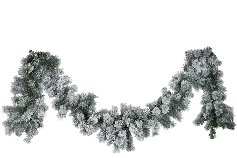 Garland Hanging With 2 Tassels Deco Snowy Plastic White