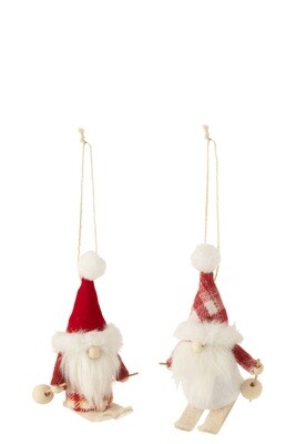 Gnome Hanger Textile Red/White Assortment Of 2