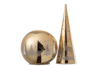 Decoration Cone Led Winter Glass Gold Large