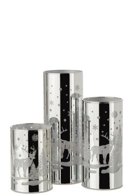 Decoration Cylinder Led Glass Winter Silver Large