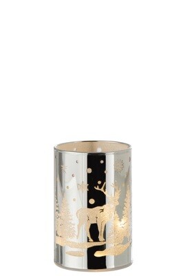 Decoration Cylinder Led Glass Winter Silver Small