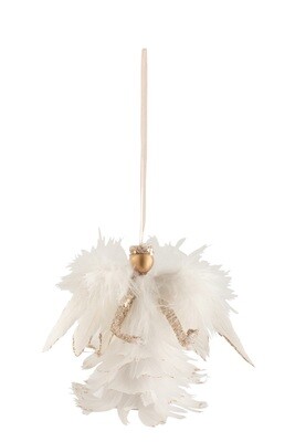 Hanger Angel Feathers Glitter Ecru/Gold