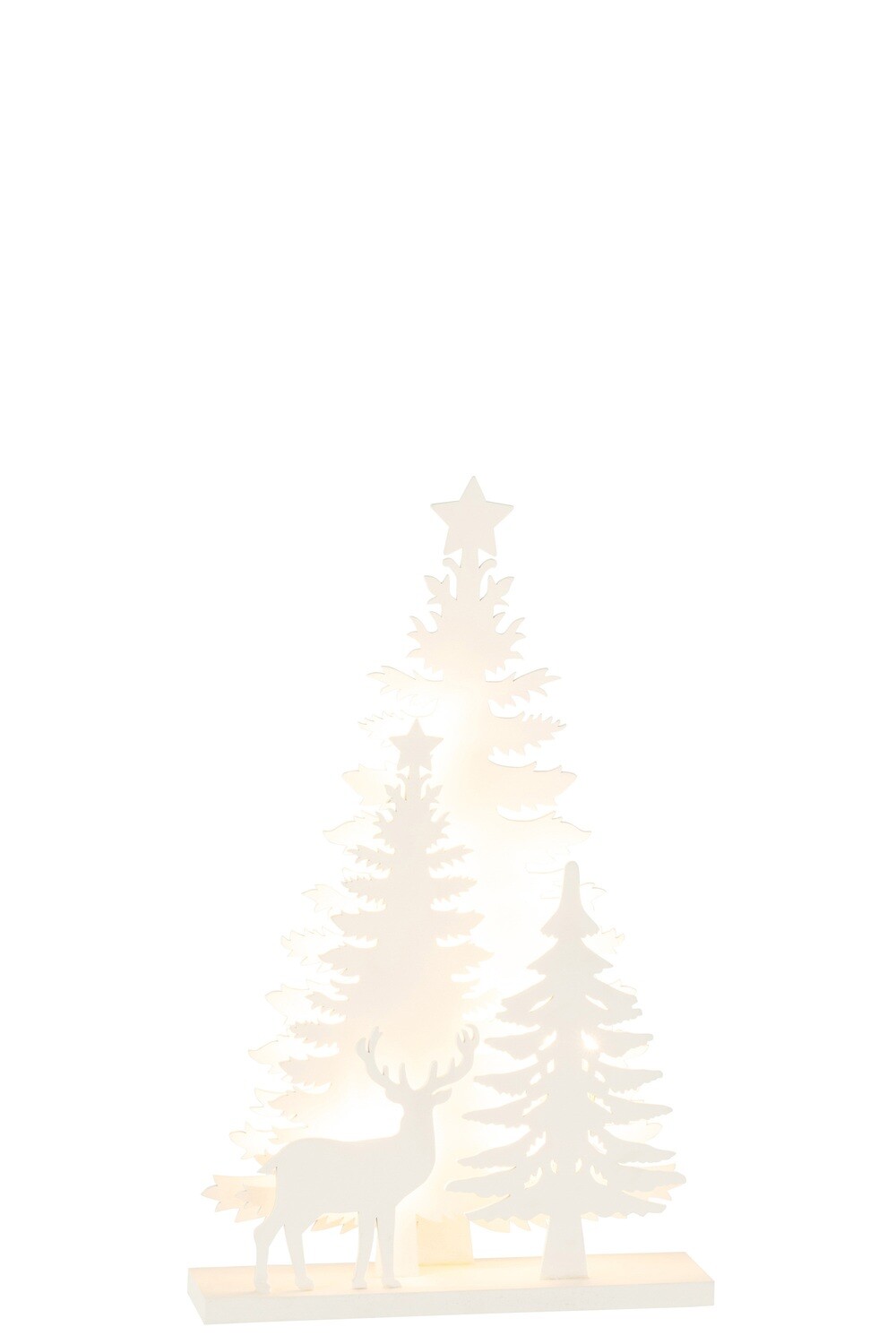 Deco Winter Led Trees+Reindeer Wood White Small