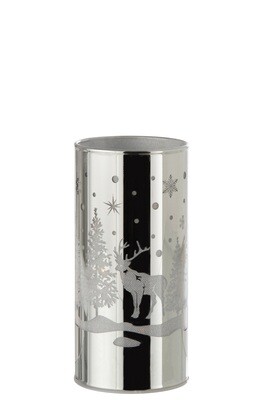 Decoration Cylinder Led Glass Winter Silver Medium