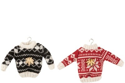Hanger Christmas Sweater Textile Red/Black/Ecru Assortment Of 2