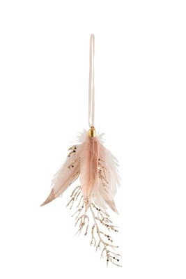 Hanger Feathers+Stone Glitter Light Pink