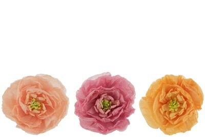 Flower Paper Pink/Peach/Yellow Large Assortment Of 3