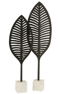 Figure Leaf Fine Decorative Aluminium/Marble Black/White Large