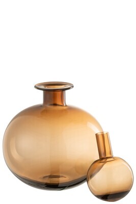 Bottle+Plug Regular Decorative Round Glass Brown