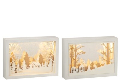Frame Low 3D Led Winter Pvc/Glass Gold Assortment Of 2
