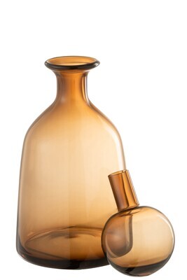 Bottle+Plug Regular Decorative Low Glass Brown Small