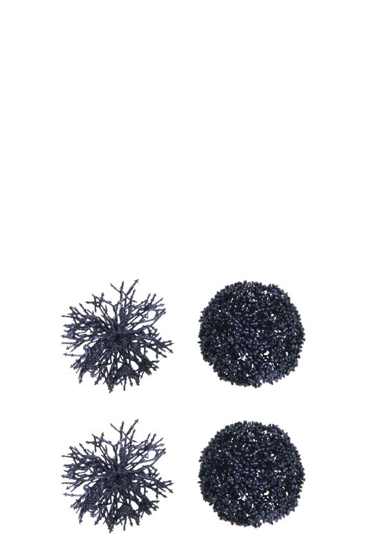 Box Of 4 Ball Hanger Round/Coral Plastic Blue