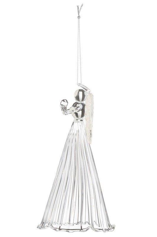 Box Of 4 Angel Hanger Sequins Glass Transparent