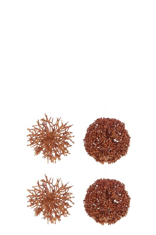 Box Of 4 Ball Hanger Round/Coral Plastic Orange Rust