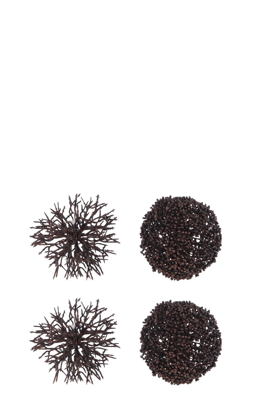 Box Of 4 Ball Hanger Round/Coral Plastic Brown