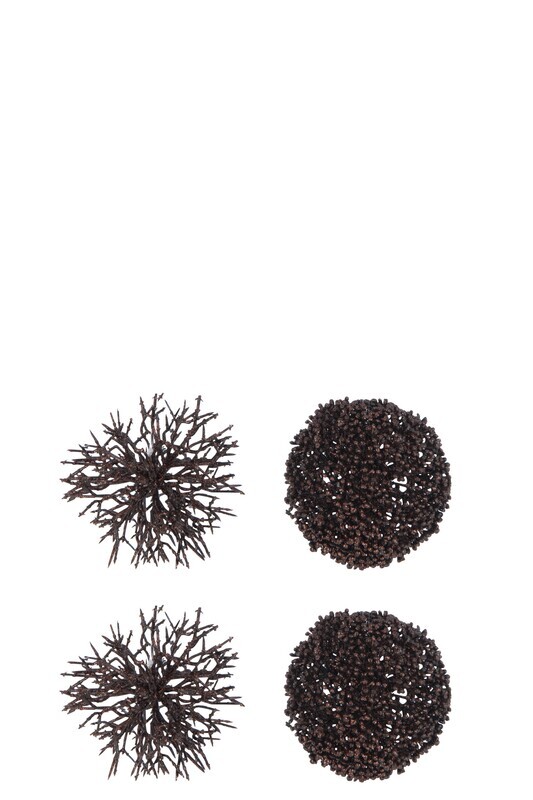 Box Of 4 Ball Hanger Round/Coral Plastic Brown