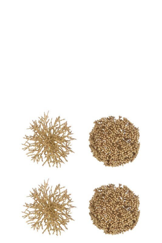Box Of 4 Ball Hanger Round/Coral Plastic Gold