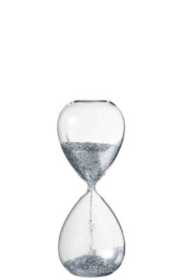 Hourglass Pearls Glass Silver Medium