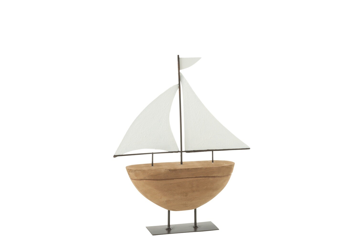 Boat On Stand Paulownia/Metal Natural/White Medium