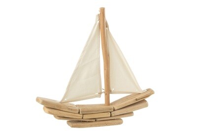 Boat Sail Wood Natural/White Small