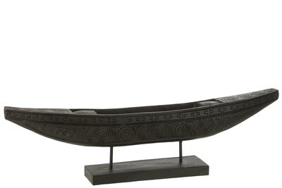 Boat On Stand Albasia Wood Black