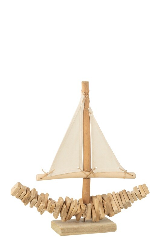Boat Sail Wood Natural/White Large