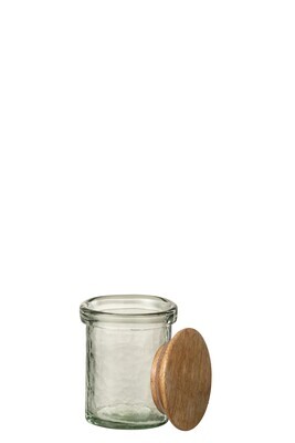 Jar Lid Glass/Wood Transparent