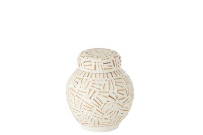 Pot With Lid Lauwra Terracotta White Small