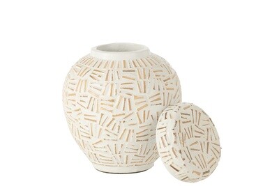 Pot With Lid Lauwra Terracotta White Large