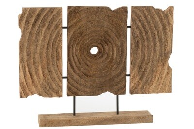 Triptych Carved On Stand Mango Wood Natural