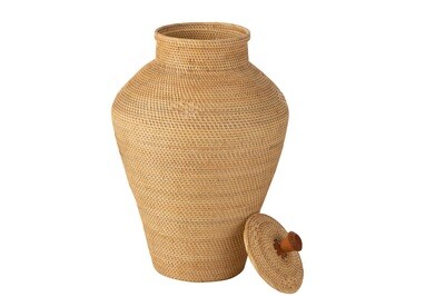 Vase With Lid Rattan Natural