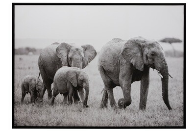 Frame Elephant Family Wood/Paper Black/White