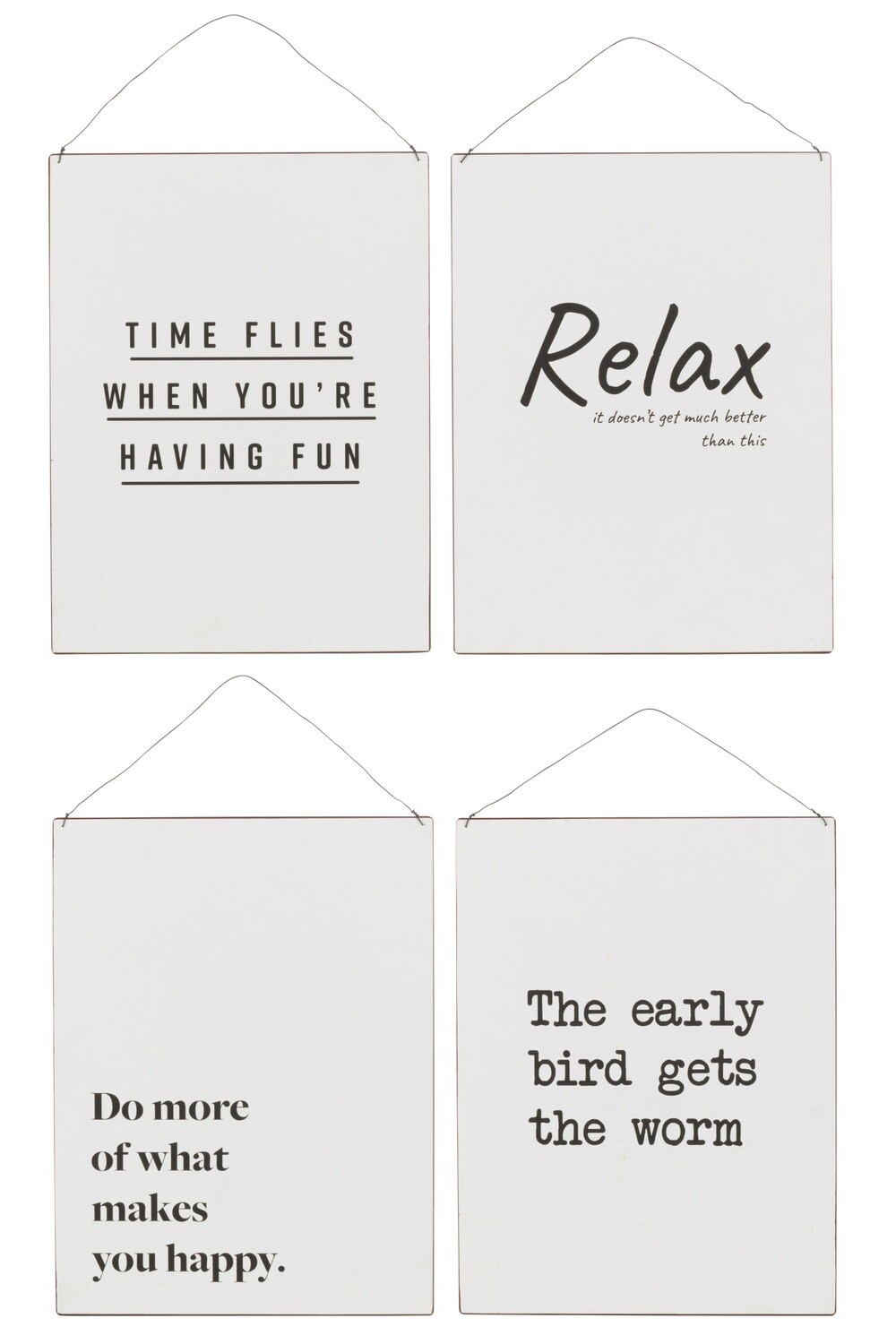 Placard Fr/E Tex Metal White/Black Assortment Of 4