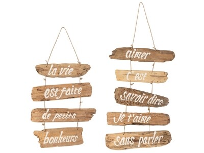 Placard La Vie+Aimer Driftwood Natural Assortment Of 2