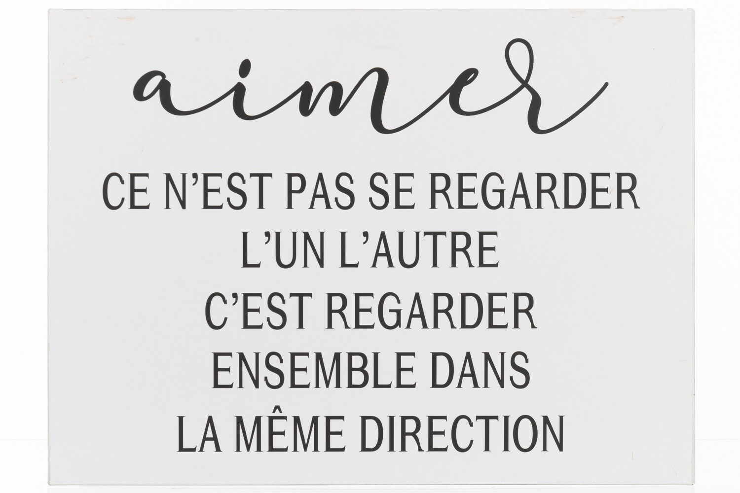 Placard Text French Aimer Metal White/Black